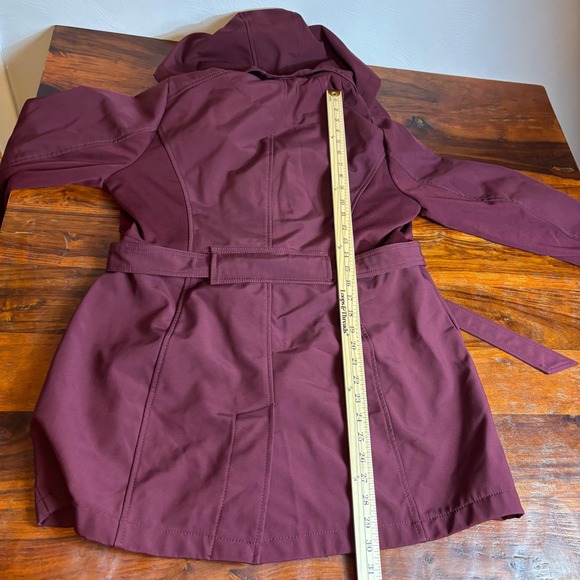 Sebby Collection Burgundy Water Resistant Windproof Hooded Trench Women's XL - Picture 7 of 7